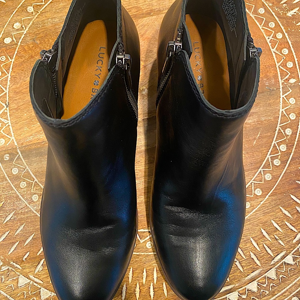 Womens black Lucky Brand Basel leather booties